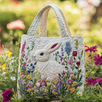 Bunny Garden quilted tote bag – bunny in garden