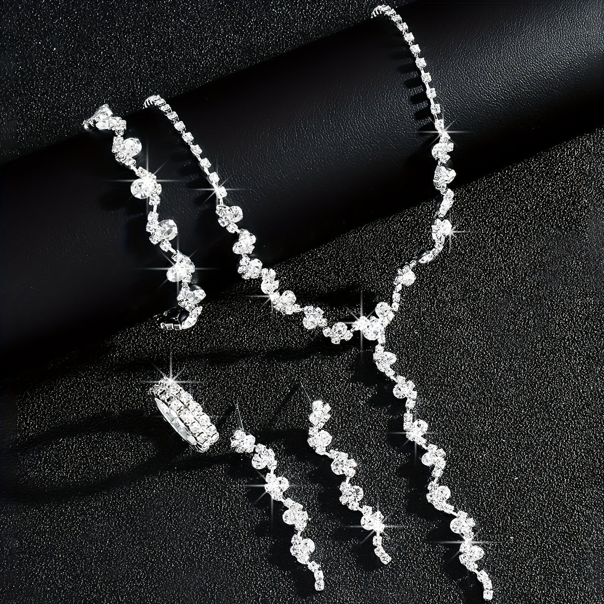 4-Piece Jewellery Set - Crystal Flowers