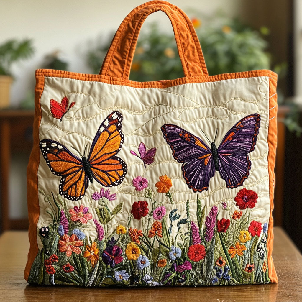 Wildflower Butterflies quilted tote bag – butterflies and wildflowers