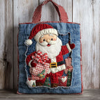 Country Santa quilted tote bag – santa on denim