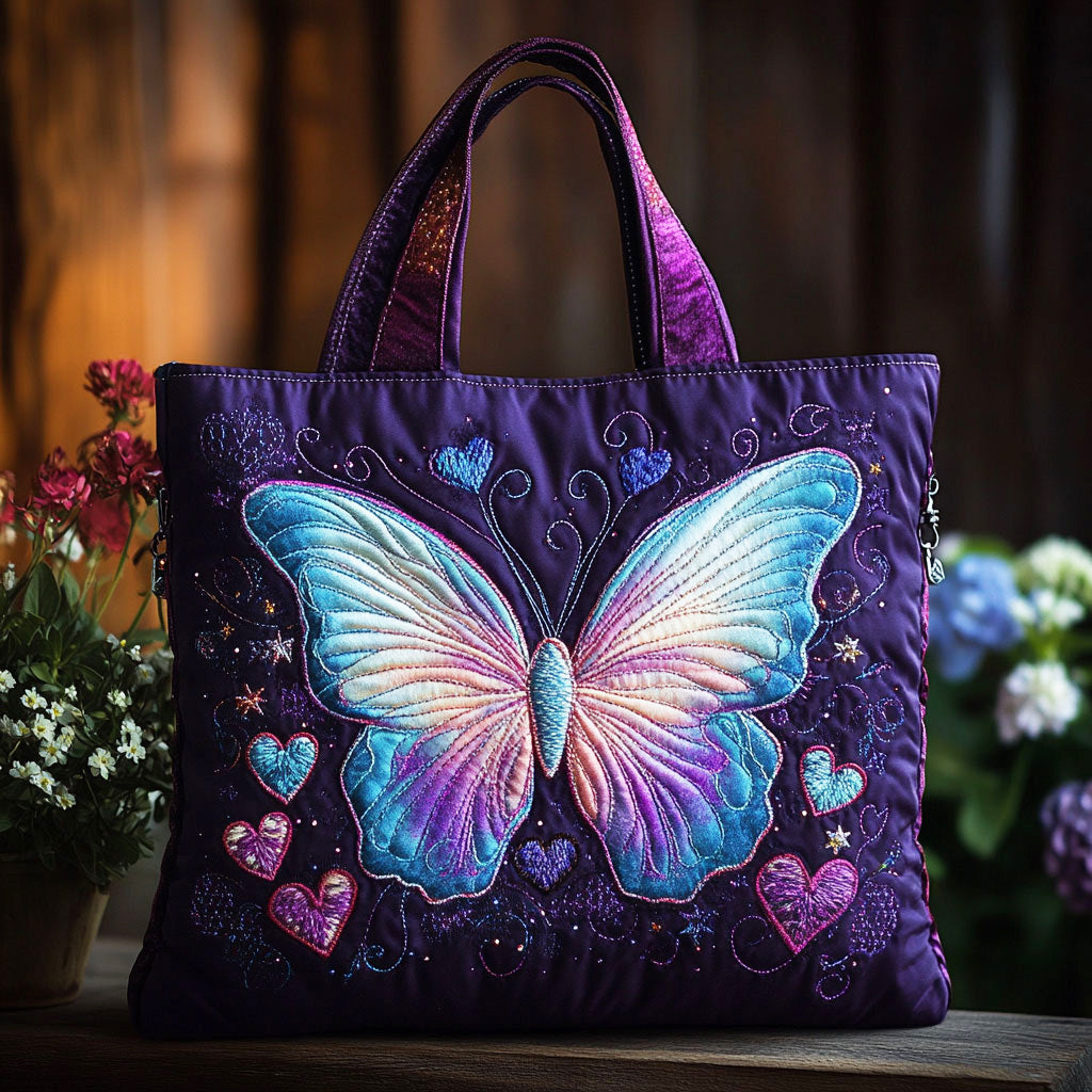 Butterfly Aura quilted tote bag – glowing butterfly