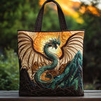 Horizon Blaze Dragon quilted tote bag – dragon at sunset