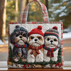 Jingle Paws quilted tote bag – shih Tzus in hats