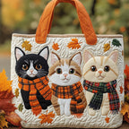 Autumn Scarf Cats quilted tote bag – kittens in scarves