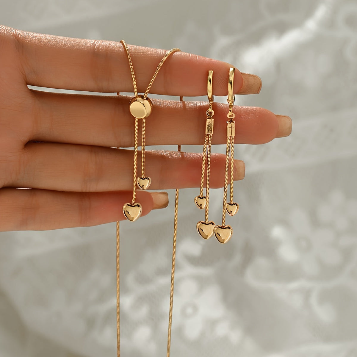 Necklace & Earrings Set - Hearts