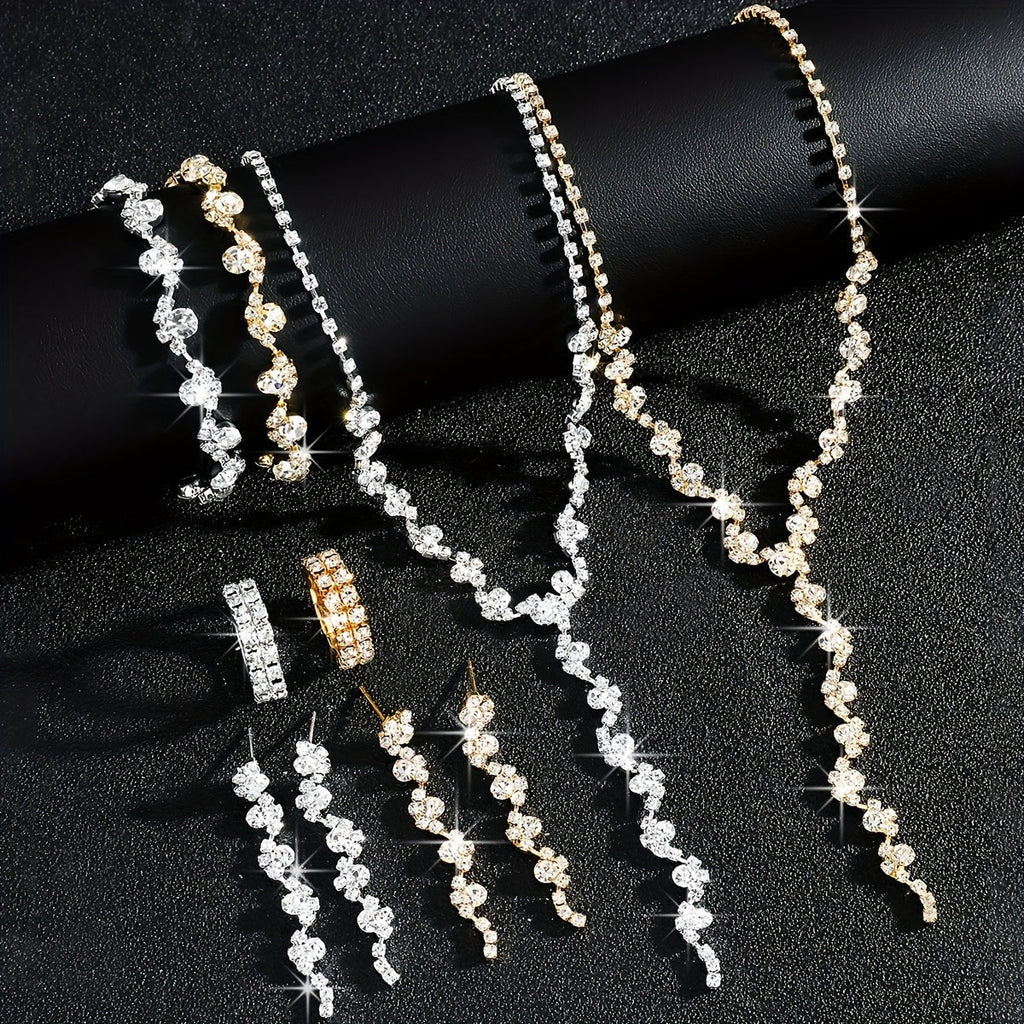 4-Piece Jewellery Set - Crystal Flowers