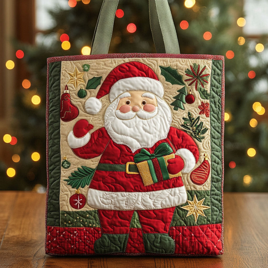 Santa Smile quilted tote bag – smiling Santa