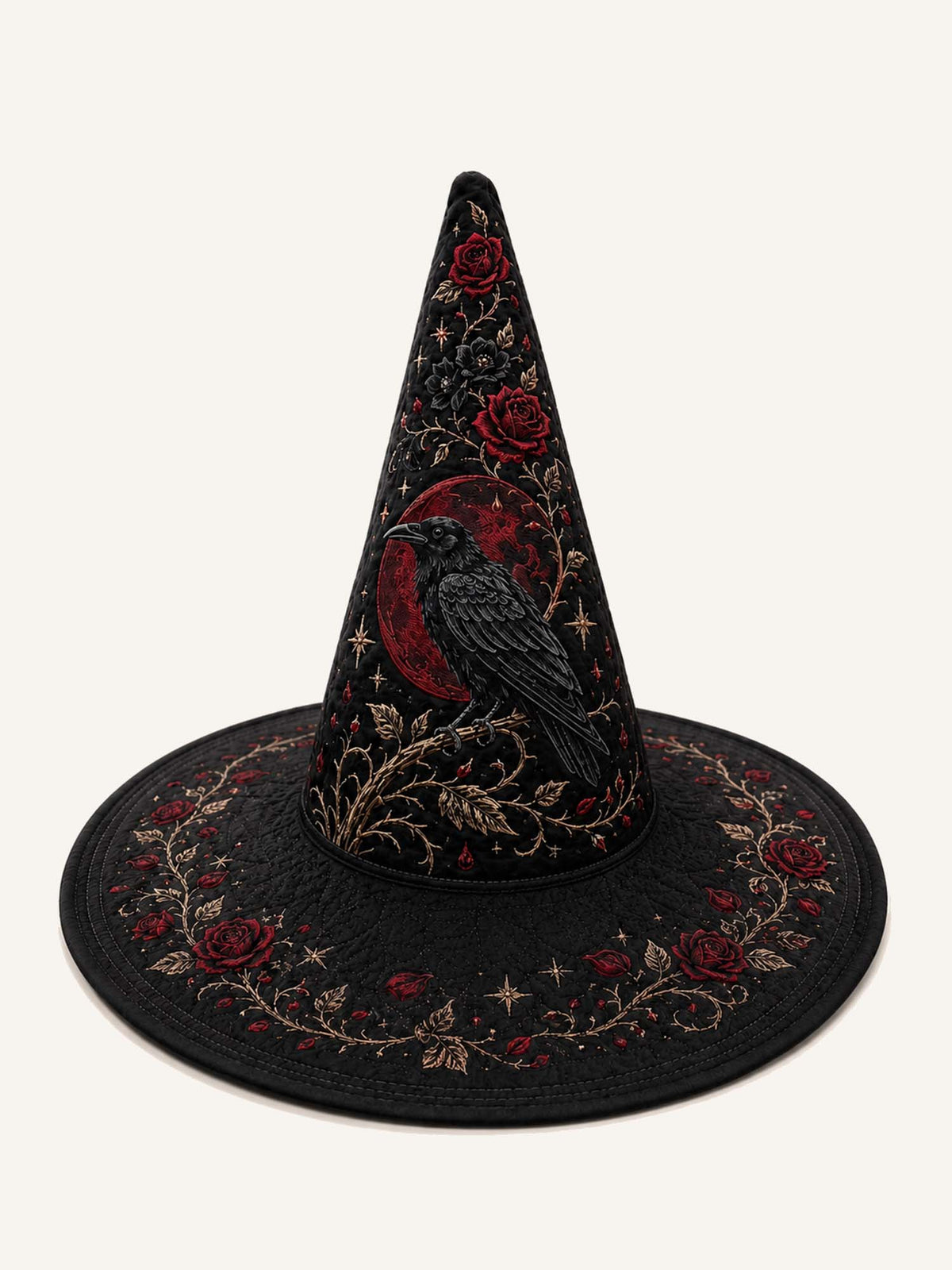 Raven Rose quilted witch hat – raven and roses