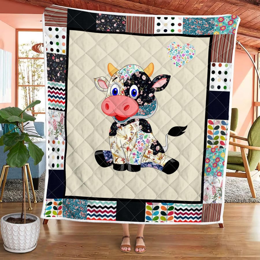 Quilted Throw - Floral Cow – view 2