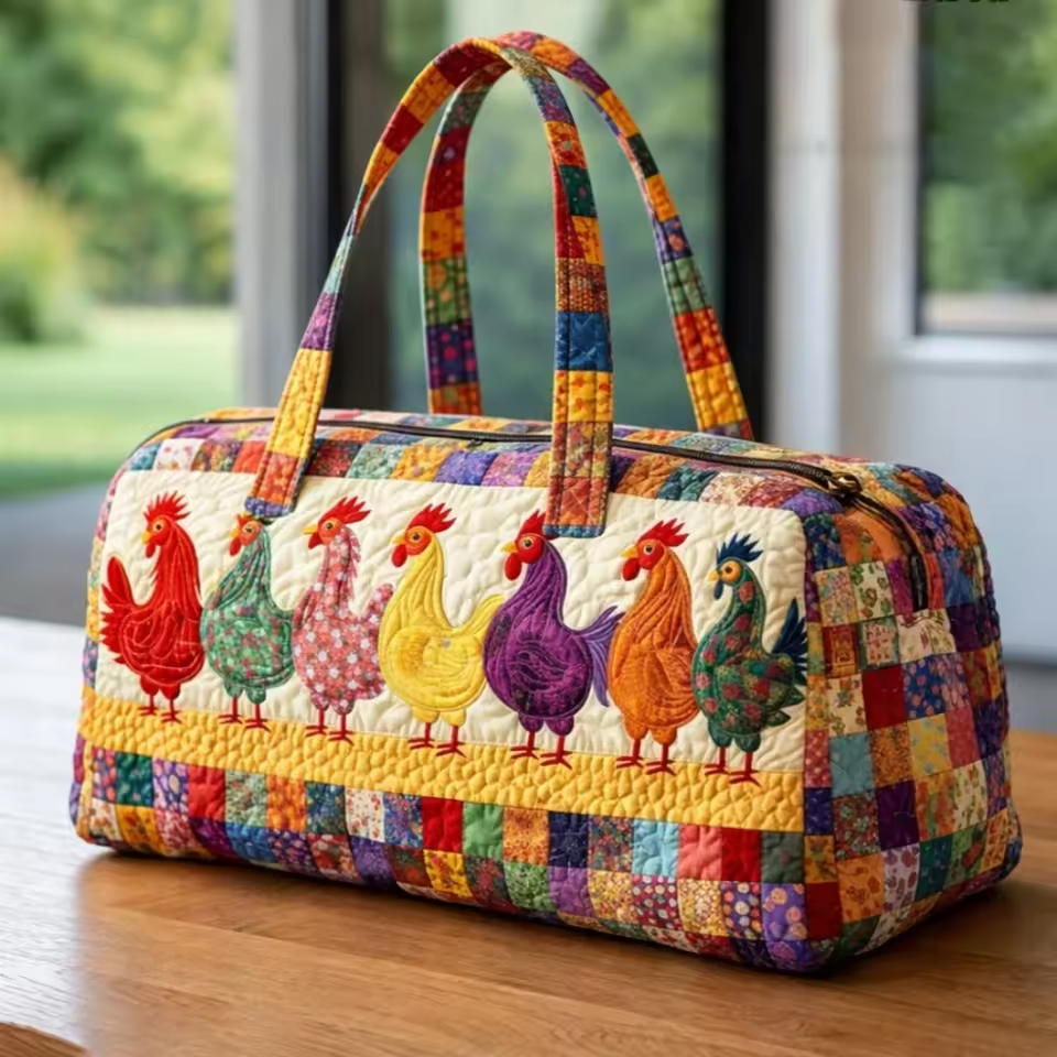 Elise soft quilted travel bag in the wave-stitch pattern