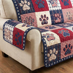 Quilted Sofa Cover - Flag and Paws