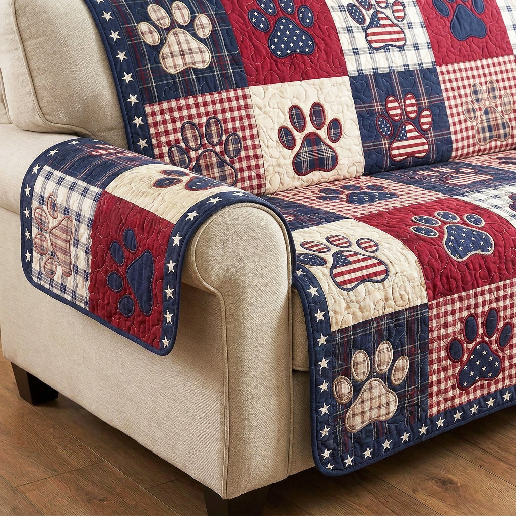Quilted Sofa Cover - Flag and Paws