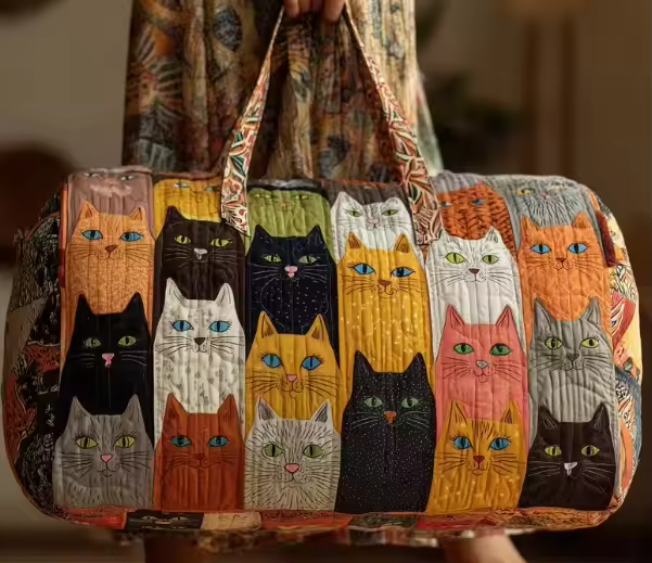 Jasmine soft quilted travel bag showing the wave-stitch pattern