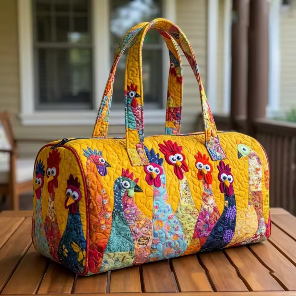 Céline soft quilted travel bag in the wave-stitch pattern, shown with the handles together