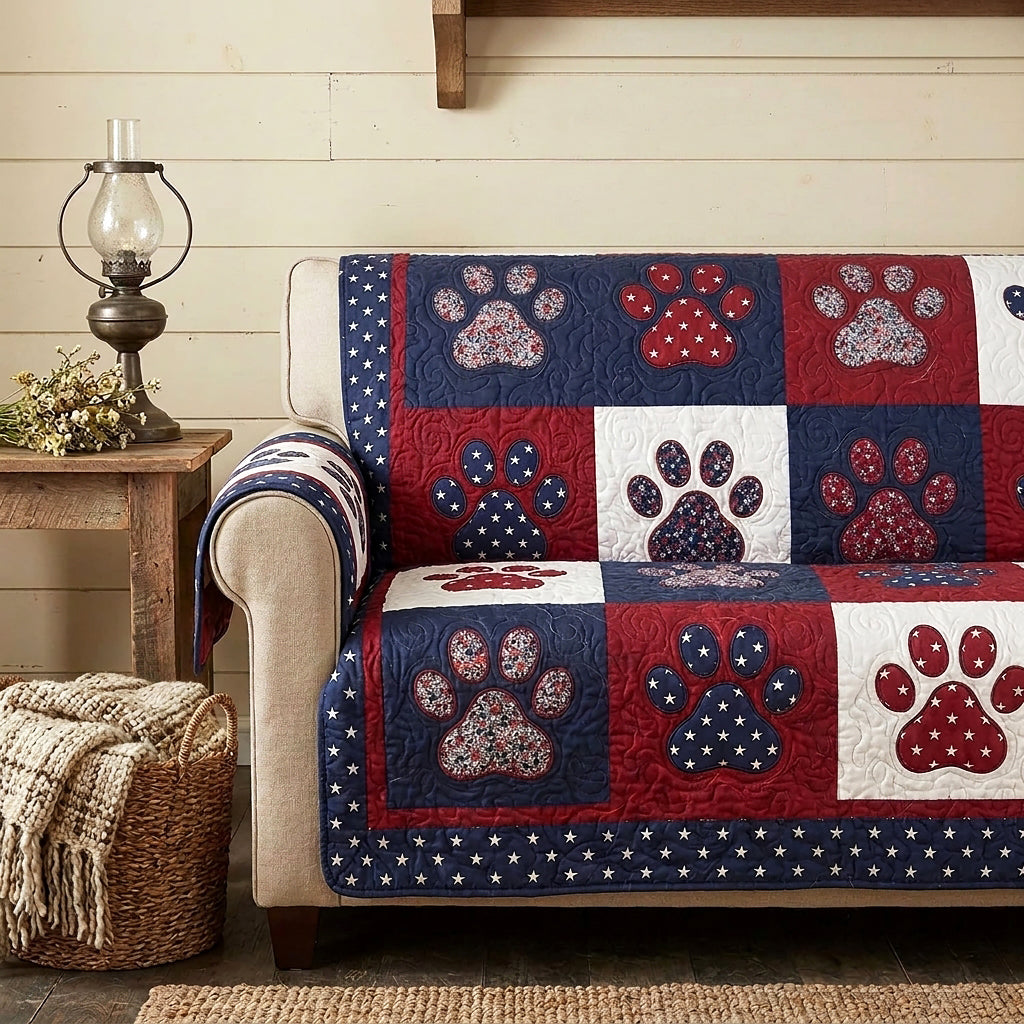 Quilted Sofa Cover - Stars and Paws