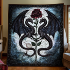 Quilted Throw - Twin Dragons and Rose – view 2