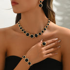 4-Piece Jewellery Set - Black Cabochon