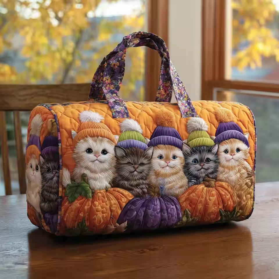 Courtney soft quilted travel bag in the wave-stitch pattern, the smaller size with the top zip closed
