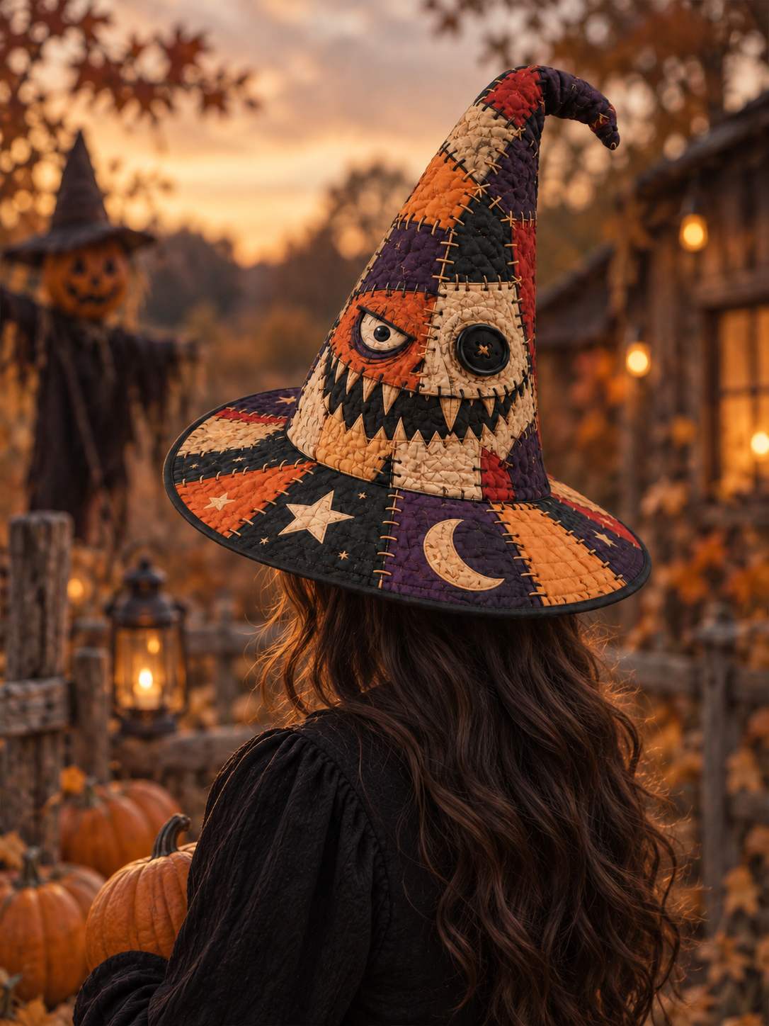 Quilted Witch Hat - Button-Eye Monster – view 3