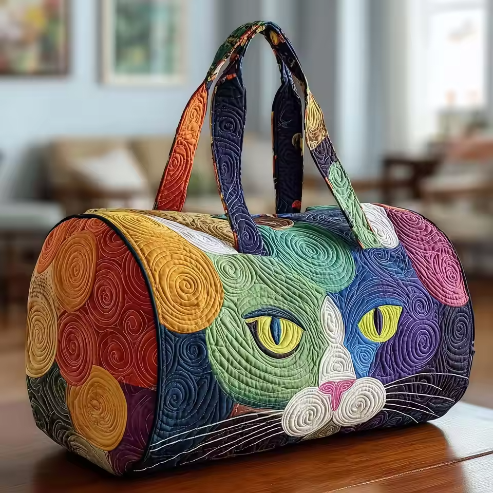 Eleanor soft quilted travel bag in the wave-stitch pattern