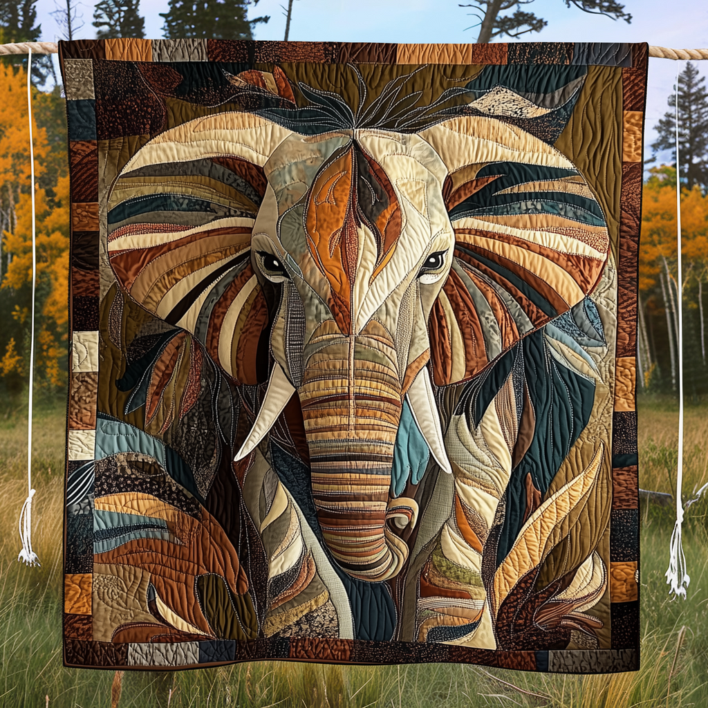 Quilted Throw - Feather Ear Elephant – view 2