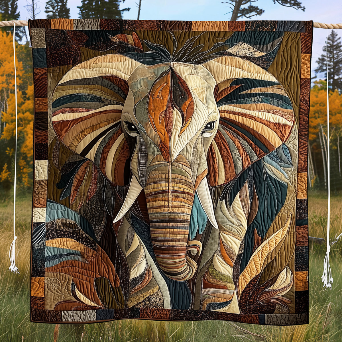 Quilted Throw - Feather Ear Elephant – view 2