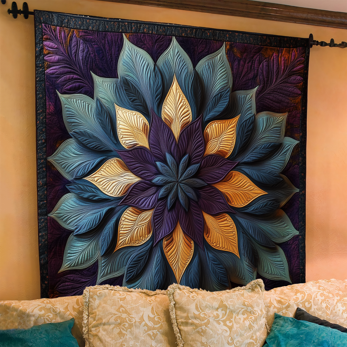 Quilted Throw - Golden Star Bloom – view 2
