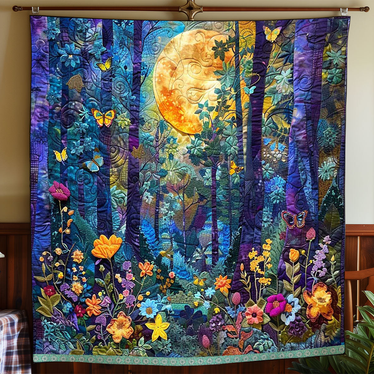 Quilted Throw - Moonlit Woodland Flowers – view 2