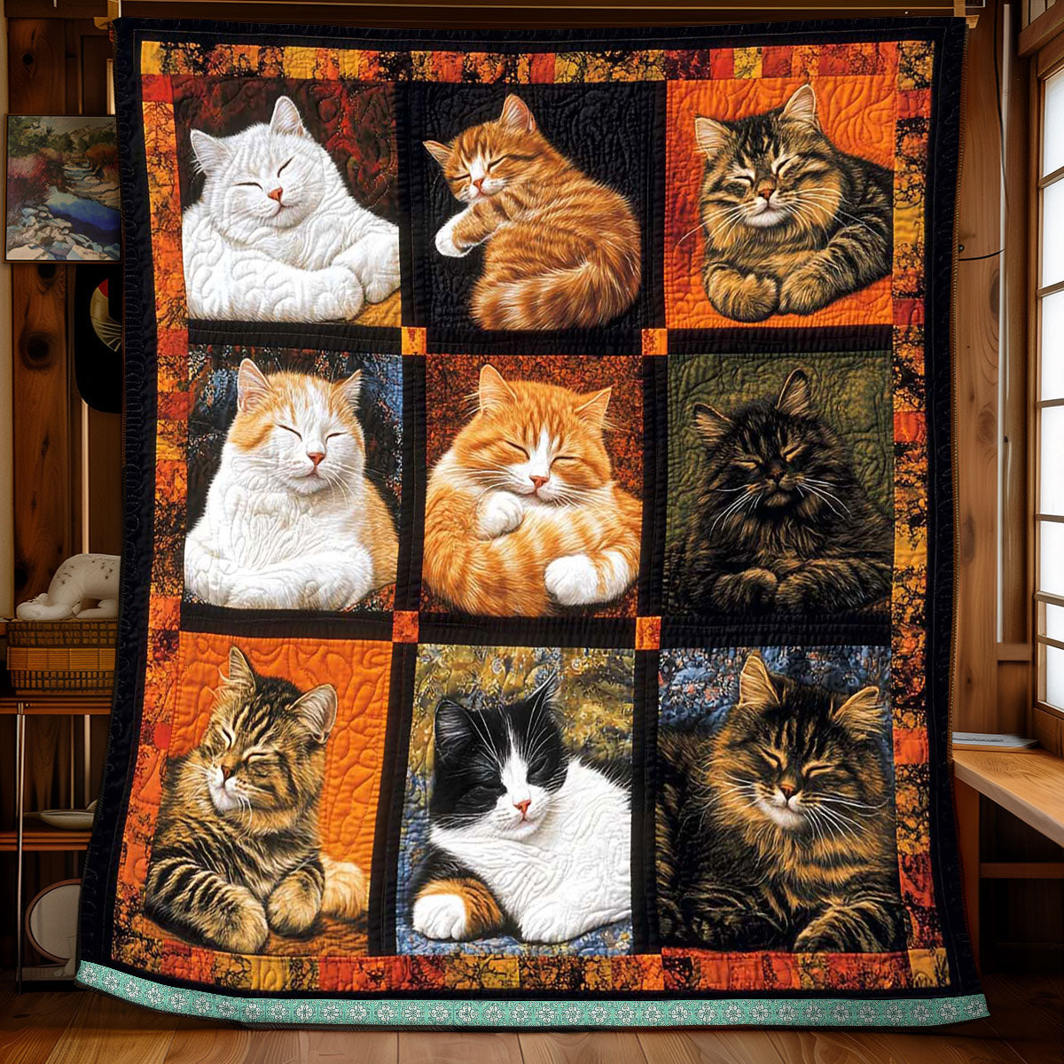 Quilted Throw - Sleeping Cat Squares – view 3