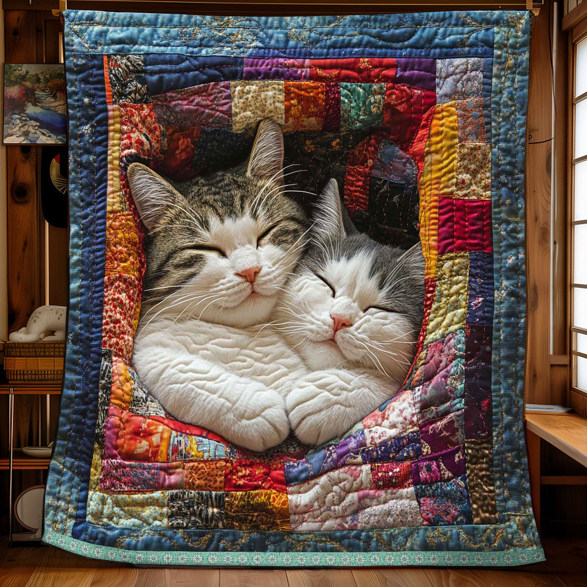 Quilted Throw - Cuddling Cats – view 3