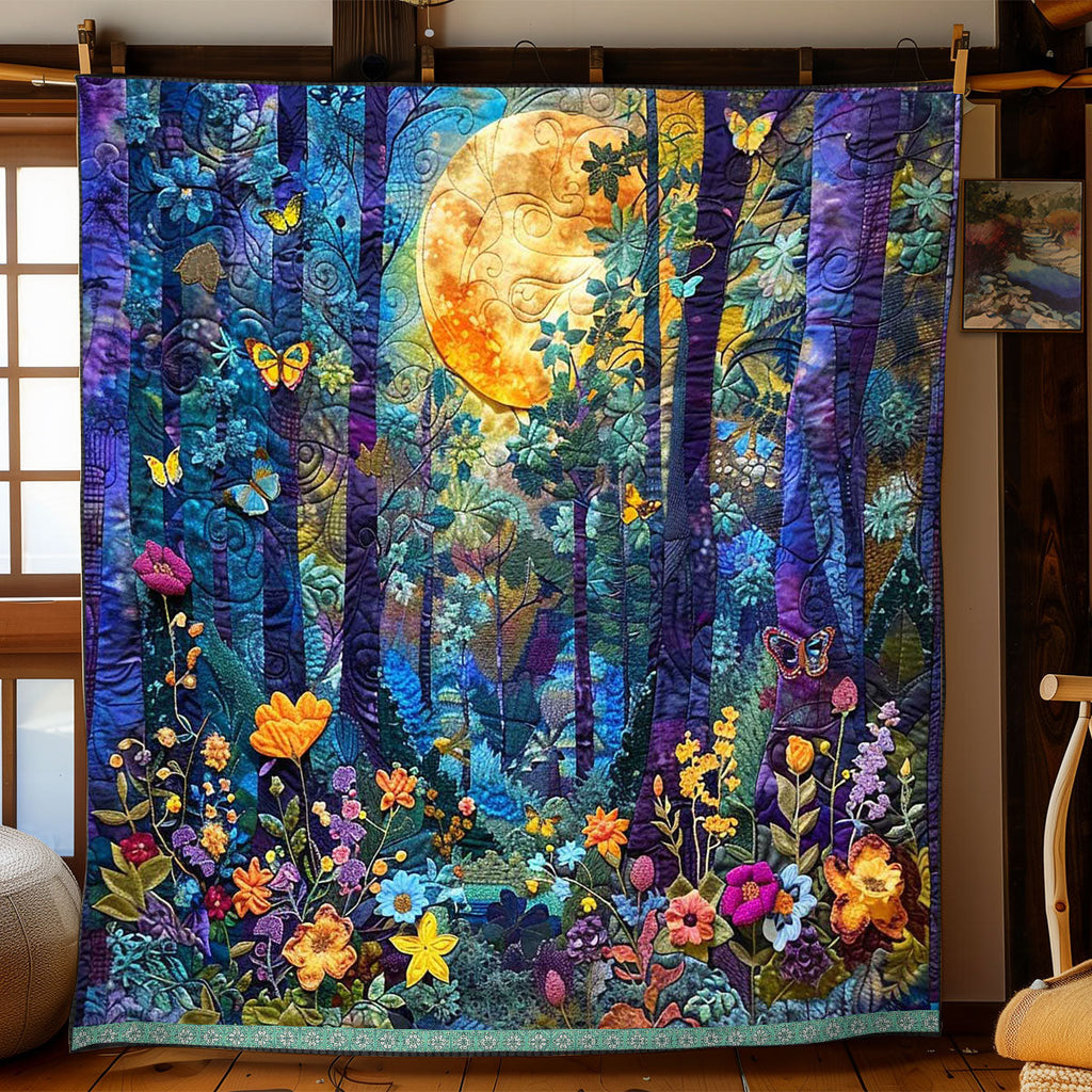 Quilted Throw - Moonlit Woodland Flowers – view 3
