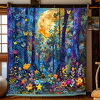 Quilted Throw - Moonlit Woodland Flowers – view 3