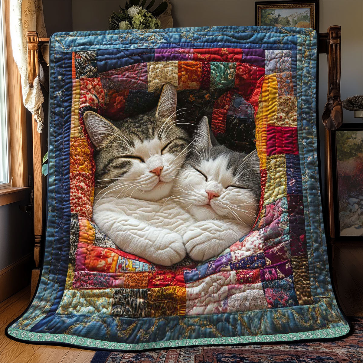 Quilted Throw - Cuddling Cats – view 4