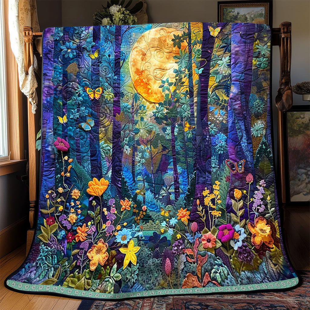 Quilted Throw - Moonlit Woodland Flowers – view 4