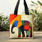 Handmade Elephant Joy quilted tote bag – patchwork elephant