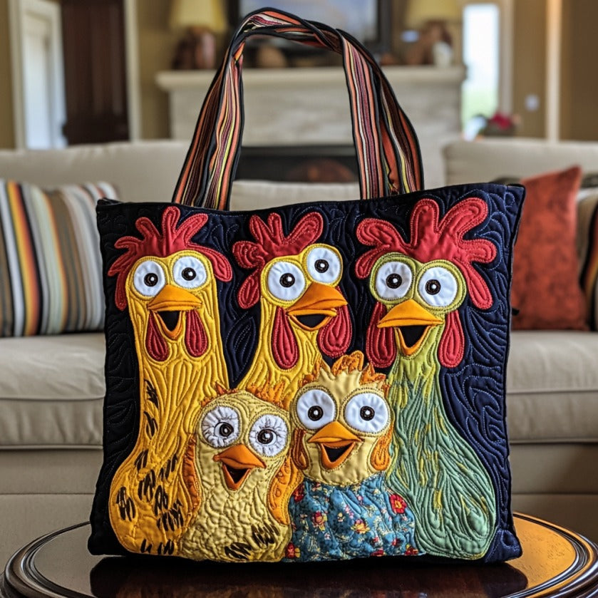 Silly Chickens quilted tote bag – silly chickens