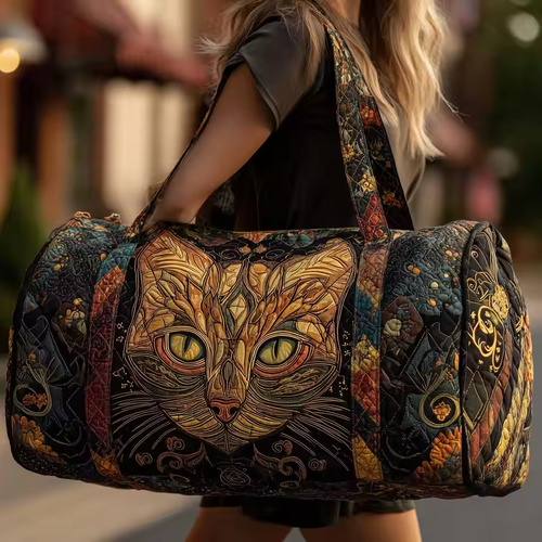 Amber soft quilted travel bag in the wave-stitch pattern, shown standing upright