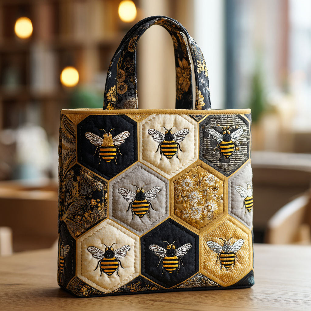 Sweet Bee Honeycomb quilted tote bag – honeycomb bees