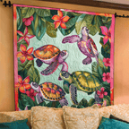 Art Quilt - Tropical Leaf Turtles – view 2