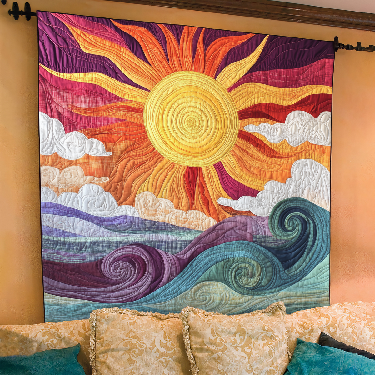 Quilted Throw - Sunburst Waves – view 3