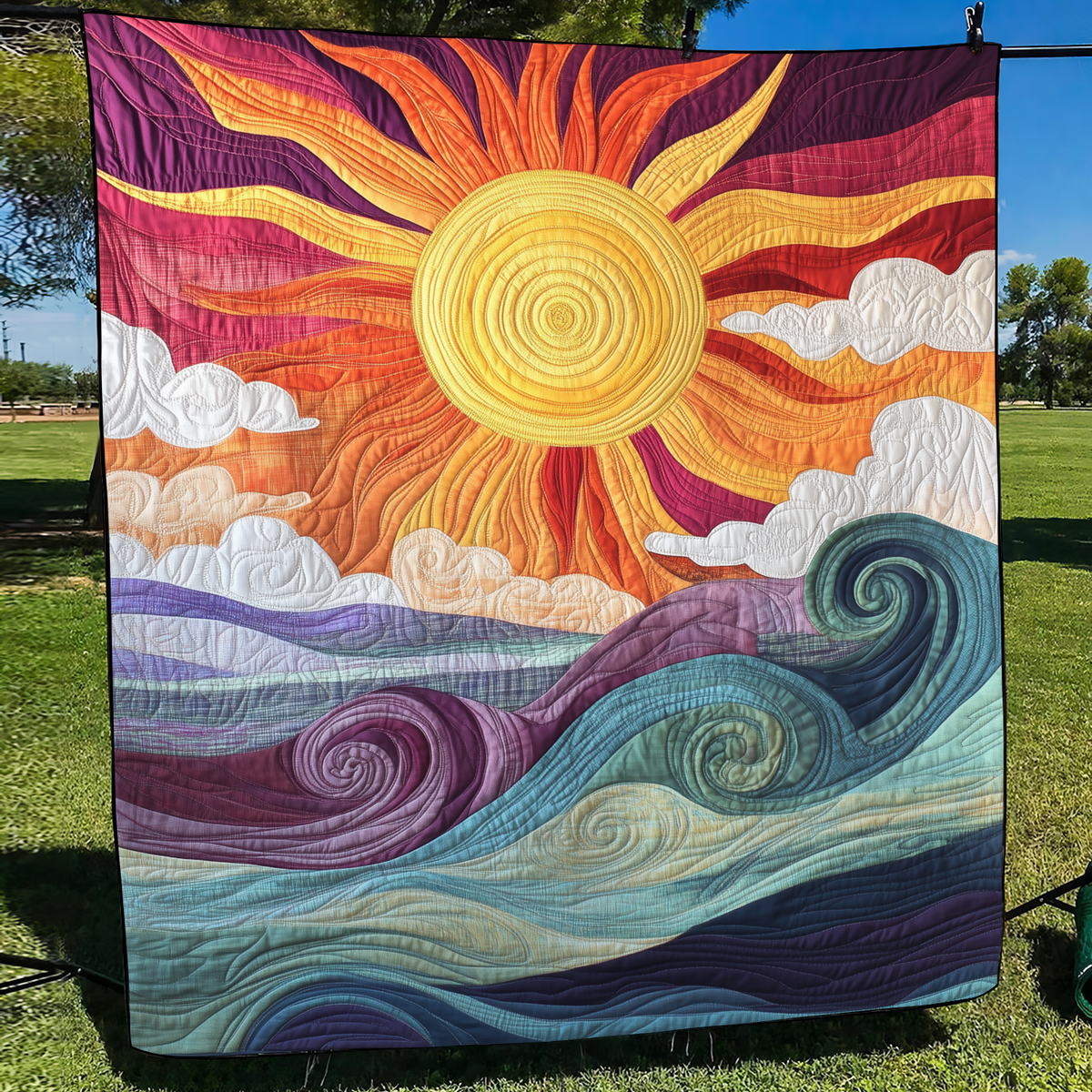 Quilted Throw - Sunburst Waves – view 2