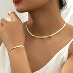Gold-tone snake chain necklace and bracelet set