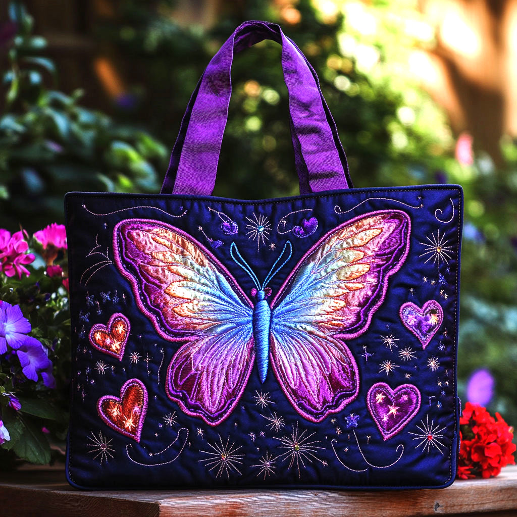 Heartglow Butterfly quilted tote bag – butterfly and hearts