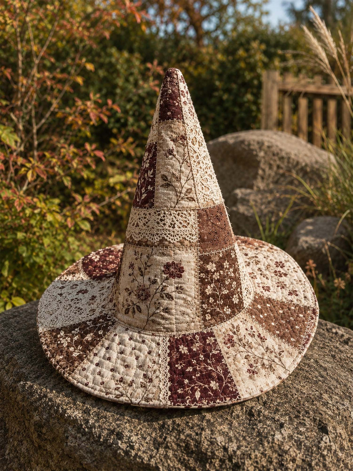 Vintage Floral Patchwork quilted witch hat – vintage floral patchwork