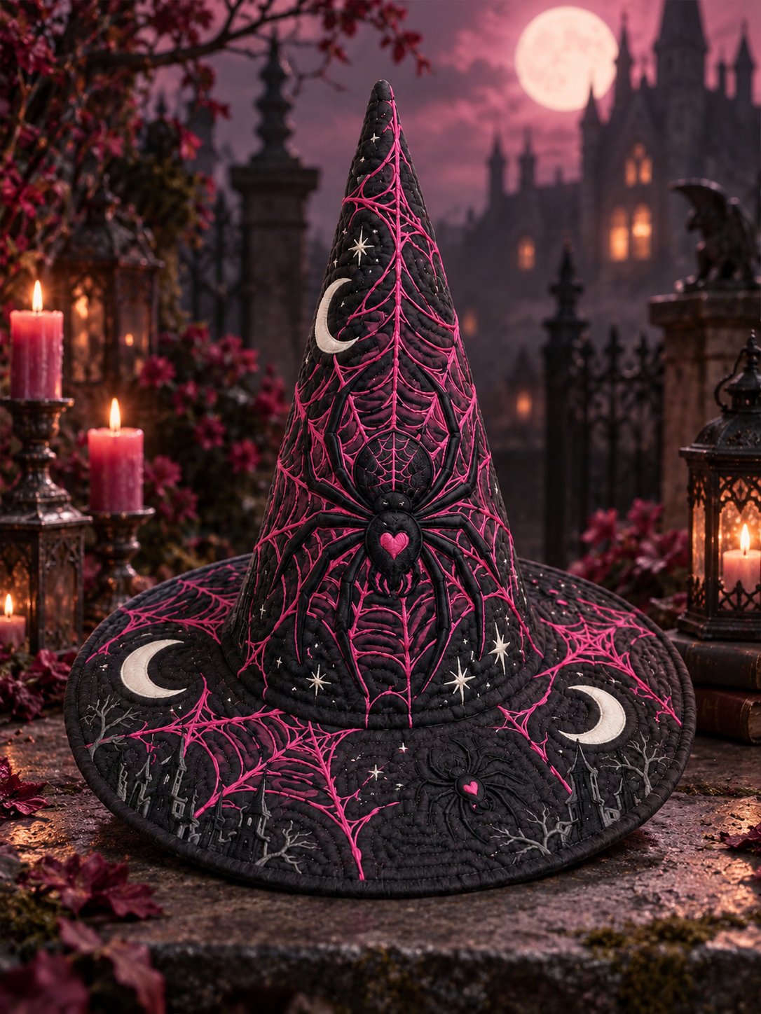 Quilted Witch Hat - Pink Spiderweb – view 3