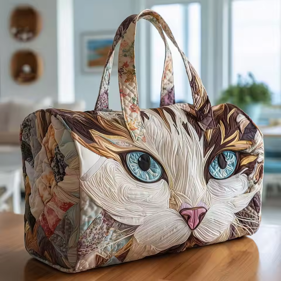 Bianca soft quilted travel bag in the wave-stitch pattern, shown at an angle