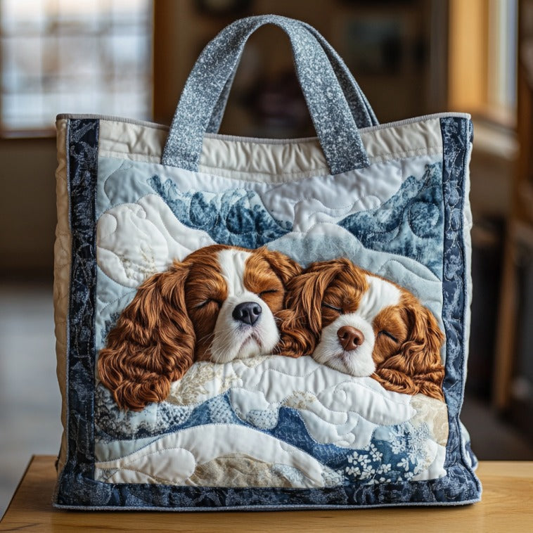 Cavalier Joy quilted tote bag – two Cavaliers