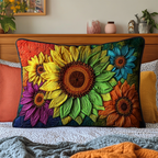 Quilted Pillowcase - Rainbow Sunflowers – view 2