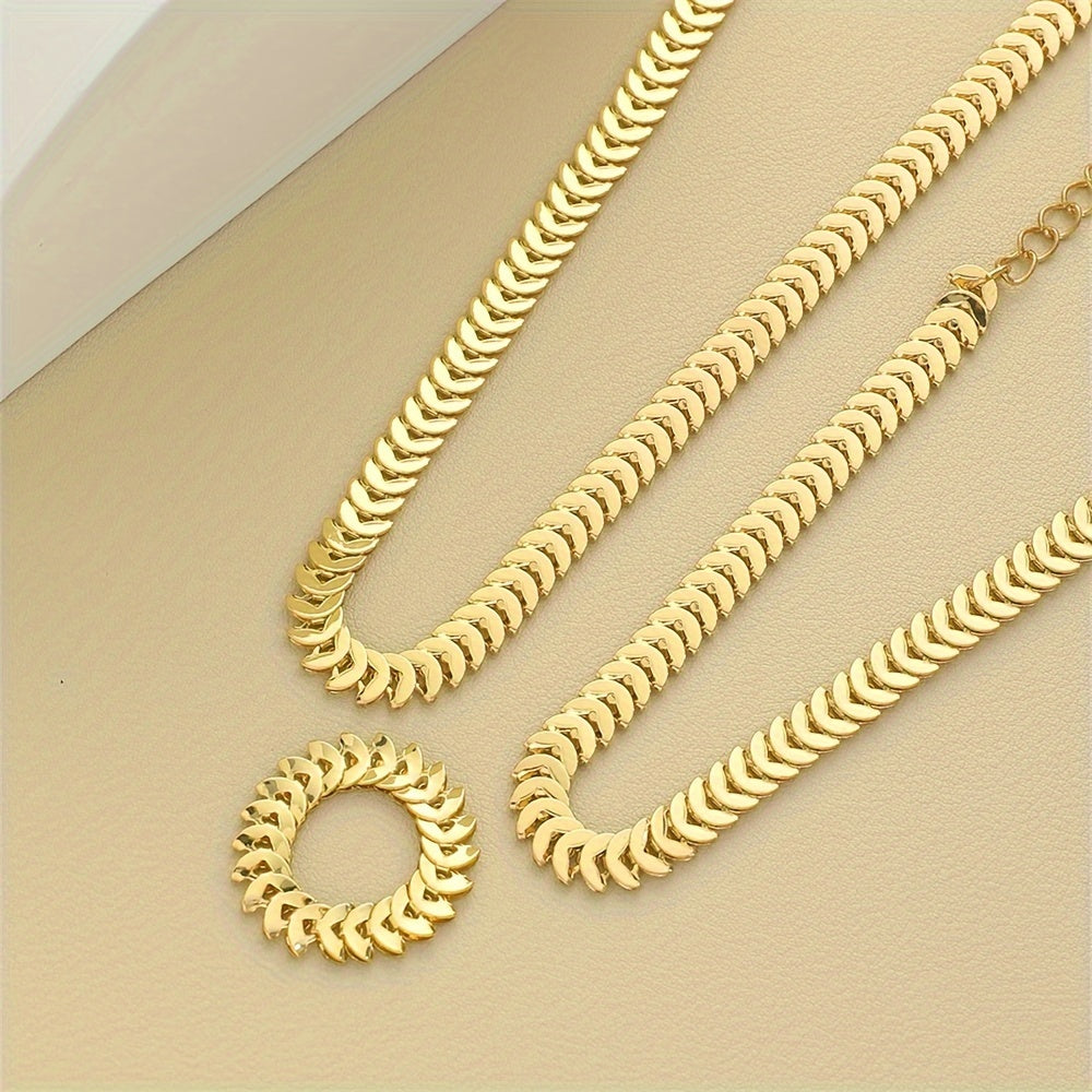 3-Piece Jewellery Set - Gold-Tone Chevron
