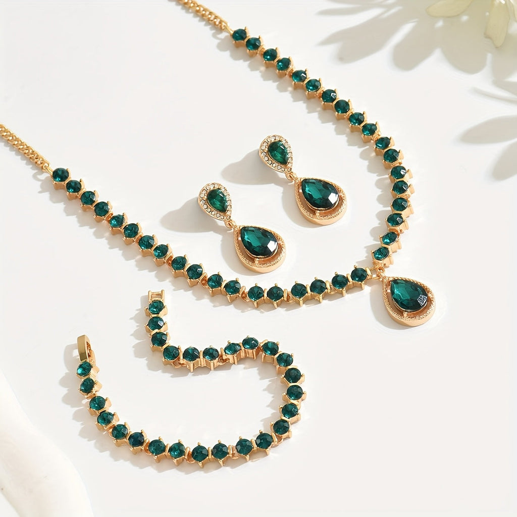 Jewellery Set - Green Teardrop